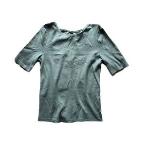 TALL GAP Women's Mineral Blue Ribbed Textured Knit T-shirt  Size XL